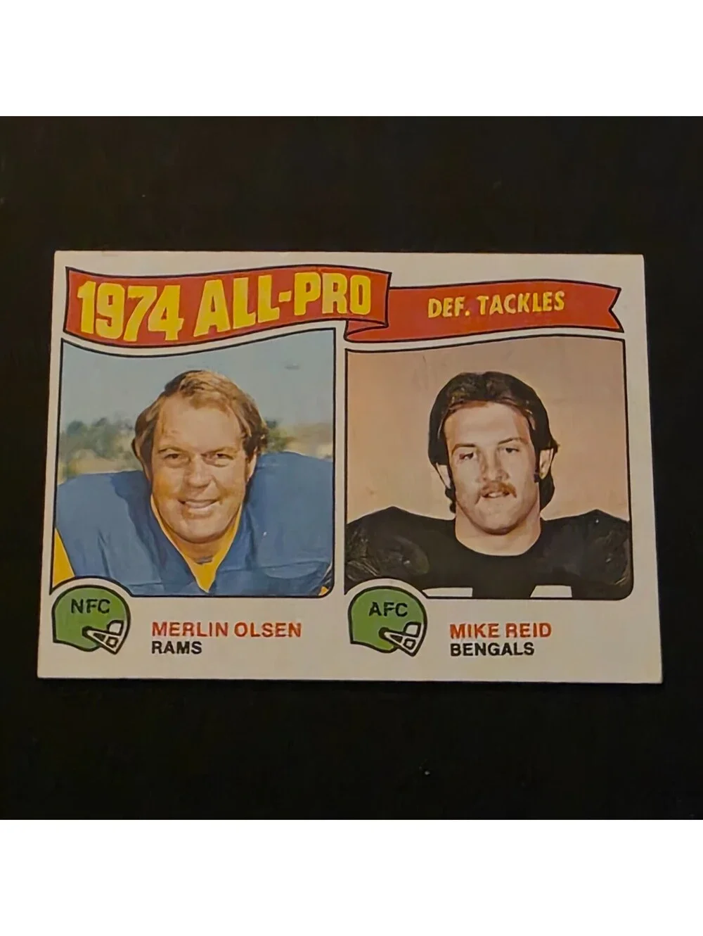 1975 Topps Merlin Olsen Mike Reid #215 1974 All Pro Def. Tackles EX